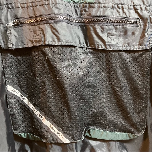 Vintage Windbreaker Tango USA Quarter Zip XL Black and Green Pull Cord Waist - Picture 6 of 10